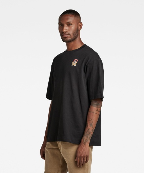 G-STAR（ジースター）の「EMBRO RAW BOXY T-SHIRT/ロゴT/オーバーサイズ/ワンポイント（Tシャツ/カットソー・メンズ・ダークブラック/ホワイト・X-SMALL/SMALL/MEDIUM/LARGE/X-LARGE/XX-LARGE）」の8枚目の写真