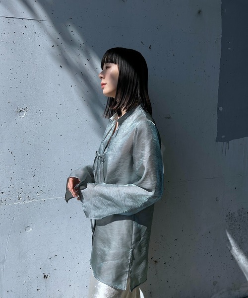 y/m by RIKA（イムバイリカ）の「チャイナデティールシャツ（シャツ/ブラウス・レディース・ホワイト/ミント・FREE）」の3枚目の写真