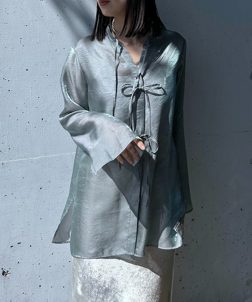 y/m by RIKA（イムバイリカ）の「チャイナデティールシャツ（シャツ/ブラウス・レディース・ホワイト/ミント・FREE）」の6枚目の写真