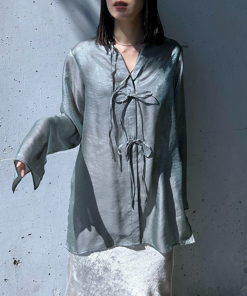 y/m by RIKA（イムバイリカ）の「チャイナデティールシャツ（シャツ/ブラウス・レディース・ホワイト/ミント・FREE）」の7枚目の写真