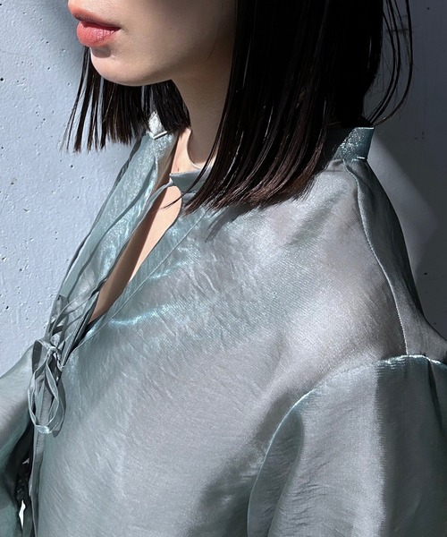 y/m by RIKA（イムバイリカ）の「チャイナデティールシャツ（シャツ/ブラウス・レディース・ホワイト/ミント・FREE）」の12枚目の写真