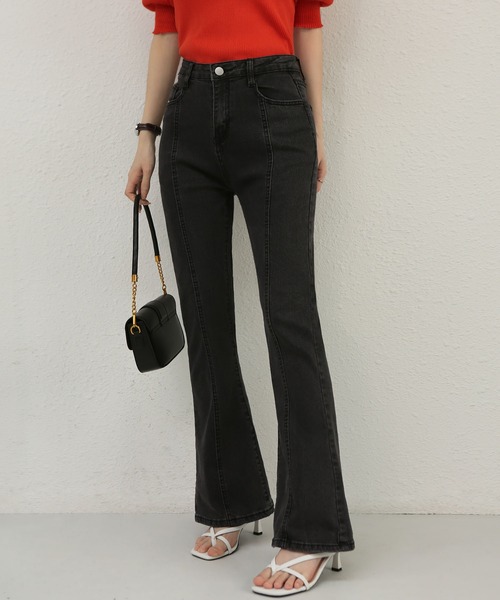 MAISON DE THERESE(メゾン ド テレーズ)の「ハイウエストフレアジーンズ(デニムパンツ・レディース・グレー/ライトブルー・L/M)」の5枚目の写真