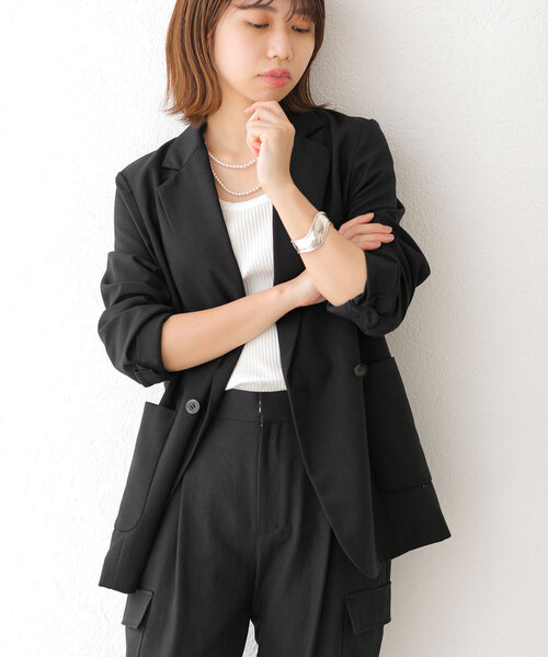美品　La Totalite　24SS　ラトータリテ　ダブルジャケット　36 T/Wダブルブレストジャケット（テーラードジャケット）｜La