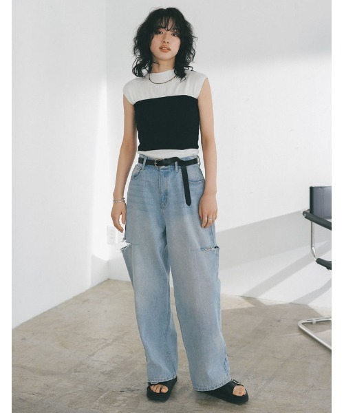 Re:EDIT（リエディ）の「[2023 SUMMER COLLECTION]フライスチューブトップ（チューブトップ・レディース・ブラック・MEDIUM）」の4枚目の写真