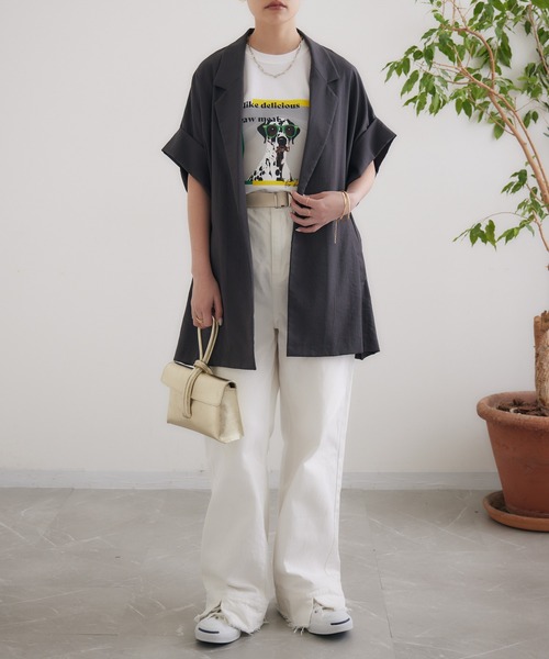 Dignite collier(ディニテコリエ)の「Dignite collier スリーブレスジャケット(テーラードジャケット・レディース・ブラック/カーキ/チャコールグレー・FREE)」の11枚目の写真