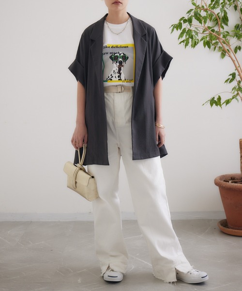 Dignite collier(ディニテコリエ)の「Dignite collier スリーブレスジャケット(テーラードジャケット・レディース・ブラック/カーキ/チャコールグレー・FREE)」の12枚目の写真