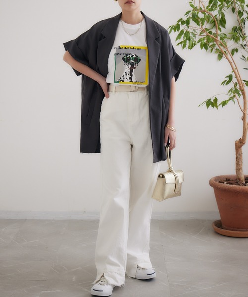 Dignite collier(ディニテコリエ)の「Dignite collier スリーブレスジャケット(テーラードジャケット・レディース・ブラック/カーキ/チャコールグレー・FREE)」の14枚目の写真