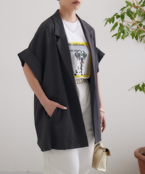 Dignite collier(ディニテコリエ)の「Dignite collier スリーブレスジャケット(テーラードジャケット・レディース・ブラック/カーキ/チャコールグレー・FREE)」の16枚目の写真