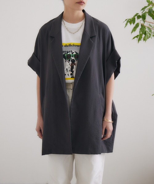 Dignite collier(ディニテコリエ)の「Dignite collier スリーブレスジャケット(テーラードジャケット・レディース・ブラック/カーキ/チャコールグレー・FREE)」の17枚目の写真