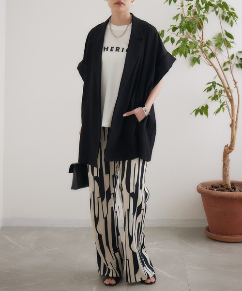 Dignite collier(ディニテコリエ)の「Dignite collier スリーブレスジャケット(テーラードジャケット・レディース・ブラック/カーキ/チャコールグレー・FREE)」の6枚目の写真