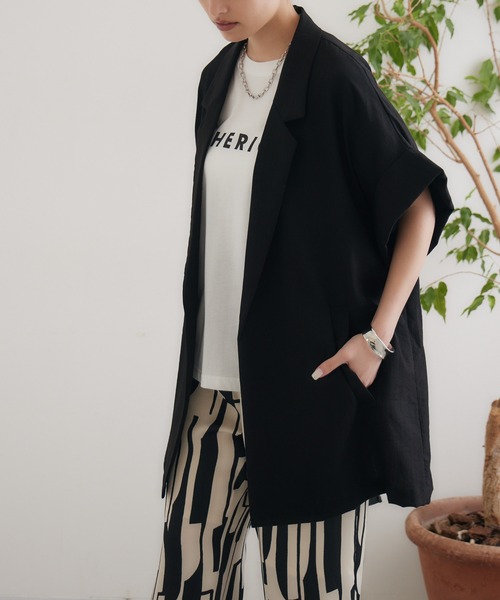 Dignite collier(ディニテコリエ)の「Dignite collier スリーブレスジャケット(テーラードジャケット・レディース・ブラック/カーキ/チャコールグレー・FREE)」の10枚目の写真