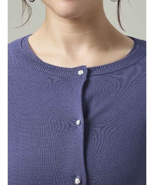 Perfect Suit FActory（パーフェクトスーツファクトリー）の「アイレット　ニットカーディガン　ブルー/ベージュ（カーディガン/ボレロ・レディース・ブルー/ベージュ・M/L/S）」の11枚目の写真
