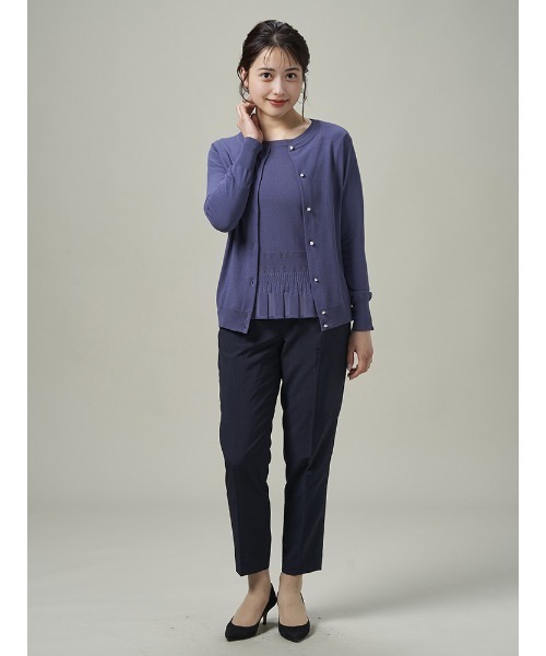 Perfect Suit FActory（パーフェクトスーツファクトリー）の「アイレット　ニットカーディガン　ブルー/ベージュ（カーディガン/ボレロ・レディース・ブルー/ベージュ・M/L/S）」の16枚目の写真