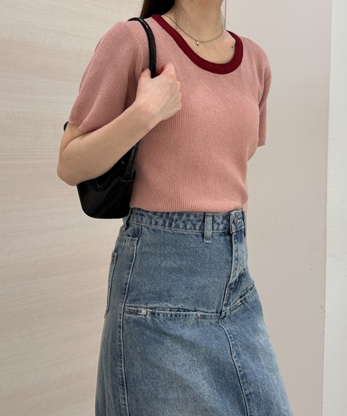 solleim(ソルレム)の「バイカラーハーフスリーブニット(ニット/セーター・レディース・ピンク/ベージュ/アイボリー・M)」の20枚目の写真