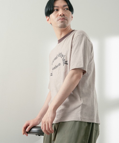 ITEMS URBANRESEARCH（アイテムズ アーバンリサーチ）の「リブ配色 ロゴプリント スラブTシャツ（Tシャツ/カットソー・メンズ・チャコールグレー/オフホワイト/グレー系その他・LARGE/MEDIUM）」の10枚目の写真