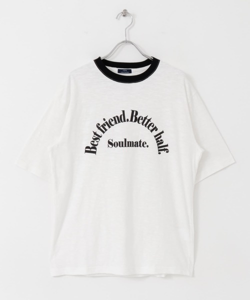 ITEMS URBANRESEARCH（アイテムズ アーバンリサーチ）の「リブ配色 ロゴプリント スラブTシャツ（Tシャツ/カットソー・メンズ・チャコールグレー/オフホワイト/グレー系その他・LARGE/MEDIUM）」の12枚目の写真