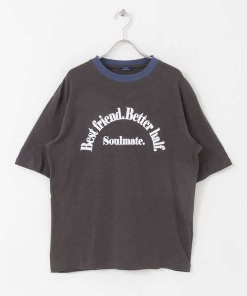 ITEMS URBANRESEARCH（アイテムズ アーバンリサーチ）の「リブ配色 ロゴプリント スラブTシャツ（Tシャツ/カットソー・メンズ・チャコールグレー/オフホワイト/グレー系その他・LARGE/MEDIUM）」の13枚目の写真