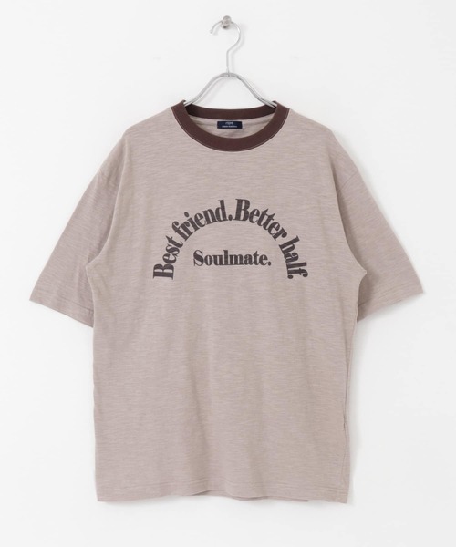 ITEMS URBANRESEARCH（アイテムズ アーバンリサーチ）の「リブ配色 ロゴプリント スラブTシャツ（Tシャツ/カットソー・メンズ・チャコールグレー/オフホワイト/グレー系その他・LARGE/MEDIUM）」の14枚目の写真