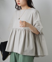 PUAL CE CIN | 【Du noir】汗シミ防止ギャザーTシャツ(Tシャツ/カットソー)