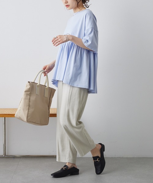 PUAL CE CIN（ピュアルセシン）の「【Du noir】汗シミ防止ギャザーTシャツ（Tシャツ/カットソー・レディース・サックスブルー/ブラック/オフホワイト/ライトグレー・FREE）」の14枚目の写真