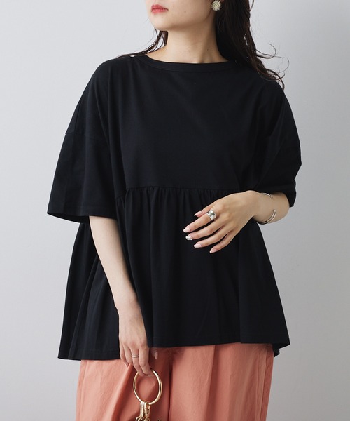 PUAL CE CIN（ピュアルセシン）の「【Du noir】汗シミ防止ギャザーTシャツ（Tシャツ/カットソー・レディース・サックスブルー/ブラック/オフホワイト/ライトグレー・FREE）」の15枚目の写真