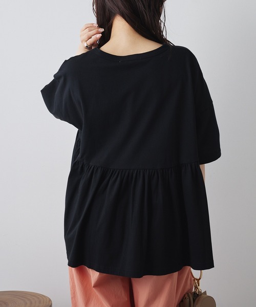 PUAL CE CIN（ピュアルセシン）の「【Du noir】汗シミ防止ギャザーTシャツ（Tシャツ/カットソー・レディース・サックスブルー/ブラック/オフホワイト/ライトグレー・FREE）」の17枚目の写真