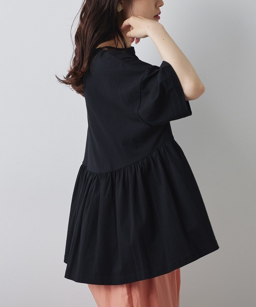 PUAL CE CIN（ピュアルセシン）の「【Du noir】汗シミ防止ギャザーTシャツ（Tシャツ/カットソー・レディース・サックスブルー/ブラック/オフホワイト/ライトグレー・FREE）」の16枚目の写真