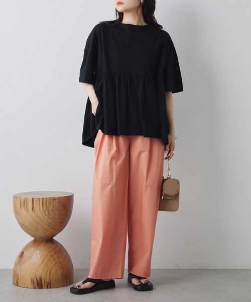 PUAL CE CIN（ピュアルセシン）の「【Du noir】汗シミ防止ギャザーTシャツ（Tシャツ/カットソー・レディース・サックスブルー/ブラック/オフホワイト/ライトグレー・FREE）」の18枚目の写真