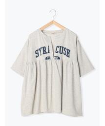 Samansa Mos2 | ロゴプリント切替ギャザースキッパーTシャツ(Tシャツ/カットソー)