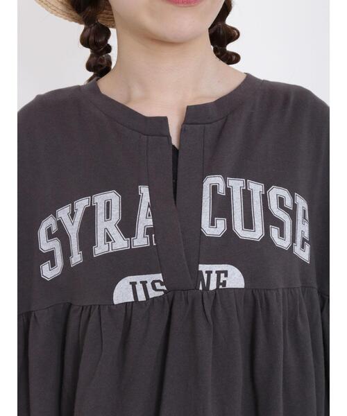 Samansa Mos2（サマンサ モスモス）の「ロゴプリント切替ギャザースキッパーTシャツ（Tシャツ/カットソー・レディース・ブルー/キナリ/チャコールグレー/グレー・F）」の15枚目の写真