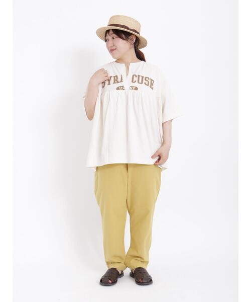 Samansa Mos2（サマンサ モスモス）の「ロゴプリント切替ギャザースキッパーTシャツ（Tシャツ/カットソー・レディース・ブルー/キナリ/チャコールグレー/グレー・F）」の21枚目の写真