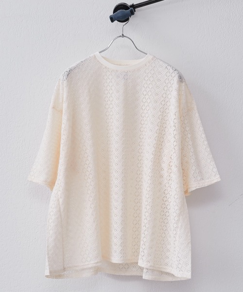 Lui's（ルイス）の「6分袖クロシェ編みプルオーバー（Tシャツ/カットソー・メンズ・ブラック/ホワイト系その他・FREE）」の16枚目の写真