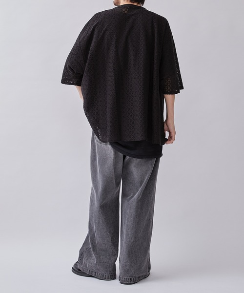 Lui's（ルイス）の「6分袖クロシェ編みプルオーバー（Tシャツ/カットソー・メンズ・ブラック/ホワイト系その他・FREE）」の8枚目の写真