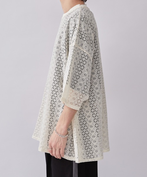 Lui's（ルイス）の「6分袖クロシェ編みプルオーバー（Tシャツ/カットソー・メンズ・ブラック/ホワイト系その他・FREE）」の10枚目の写真