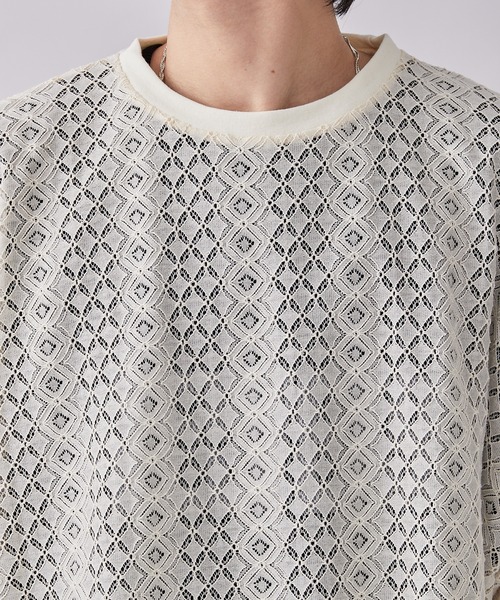 Lui's（ルイス）の「6分袖クロシェ編みプルオーバー（Tシャツ/カットソー・メンズ・ブラック/ホワイト系その他・FREE）」の12枚目の写真