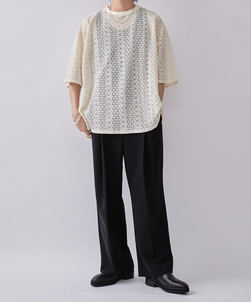 Lui's（ルイス）の「6分袖クロシェ編みプルオーバー（Tシャツ/カットソー・メンズ・ブラック/ホワイト系その他・FREE）」の20枚目の写真