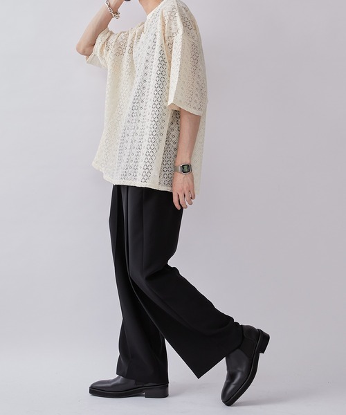 Lui's（ルイス）の「6分袖クロシェ編みプルオーバー（Tシャツ/カットソー・メンズ・ブラック/ホワイト系その他・FREE）」の21枚目の写真