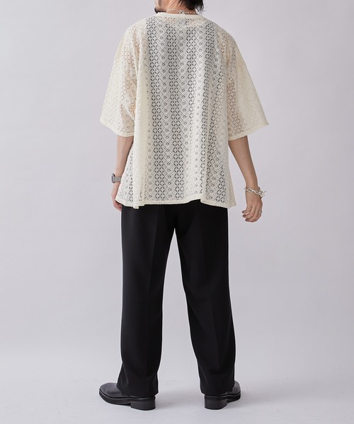 Lui's（ルイス）の「6分袖クロシェ編みプルオーバー（Tシャツ/カットソー・メンズ・ブラック/ホワイト系その他・FREE）」の22枚目の写真