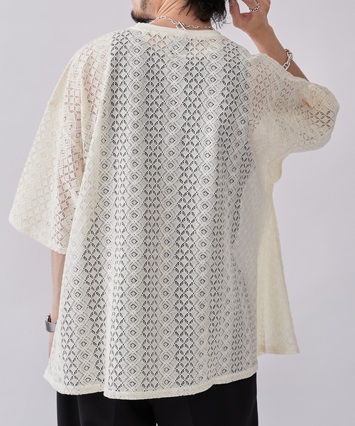 Lui's（ルイス）の「6分袖クロシェ編みプルオーバー（Tシャツ/カットソー・メンズ・ブラック/ホワイト系その他・FREE）」の19枚目の写真