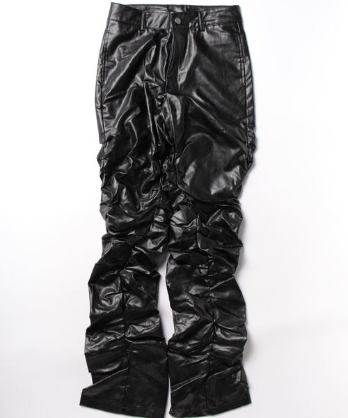 Burner(バーナー)の「【OKUOKU 0909】レザー調 シャーリング ルーズ パンツ oku-bottom-678081341598-83 Y(その他パンツ・メンズ・ブラック・M/L/S/XL/X-LARGE)」の8枚目の写真