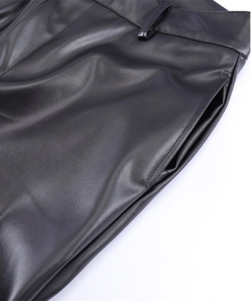 Burner(バーナー)の「【OKUOKU 0909】レザー調 シャーリング ルーズ パンツ oku-bottom-678081341598-83 Y(その他パンツ・メンズ・ブラック・M/L/S/XL/X-LARGE)」の6枚目の写真