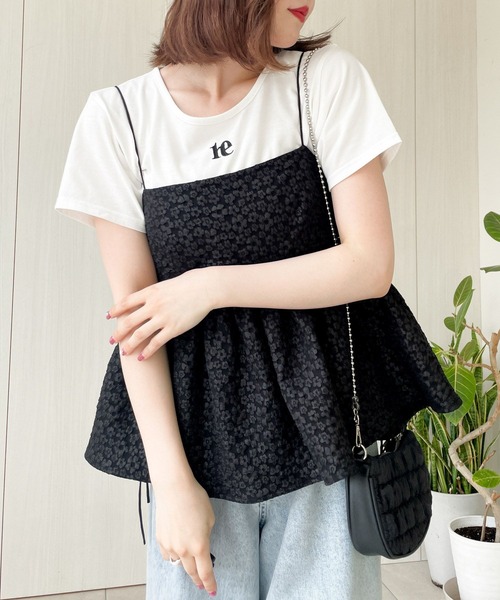 Heather（ヘザー）の「フロントロゴ刺繍TEE　966146（Tシャツ/カットソー・レディース・オフホワイト/ブラック/パープル・FREE）」の2枚目の写真