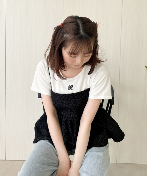 Heather（ヘザー）の「フロントロゴ刺繍TEE　966146（Tシャツ/カットソー・レディース・オフホワイト/ブラック/パープル・FREE）」の9枚目の写真