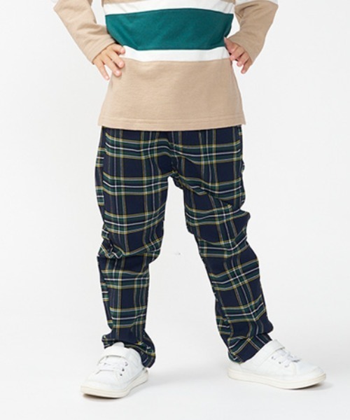 Moujonjon（ムージョンジョン）の「のびのびツイルチェック柄パンツ（その他パンツ・キッズ・ブラック/ネイビー・120/110/100/140/90/130）」の2枚目の写真