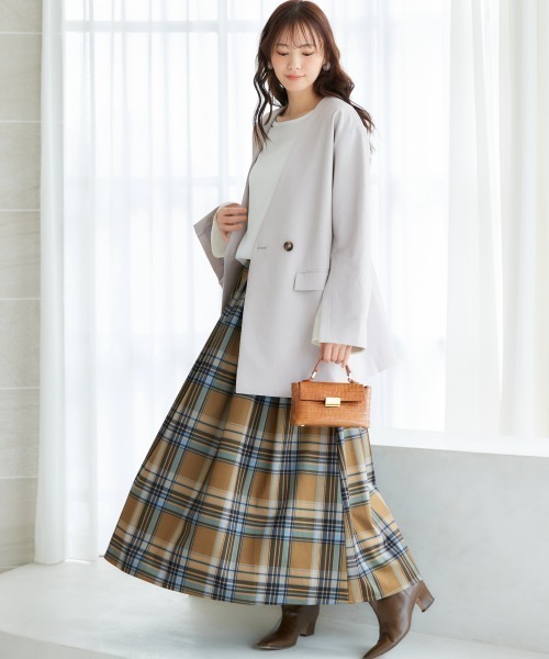 miclat（ミクラ）の「大きいサイズ　大判チェックフレアスカート　miclat（スカート・レディース・ブラウン系/グレー系・L/LL/3L/4L/5L）」の6枚目の写真