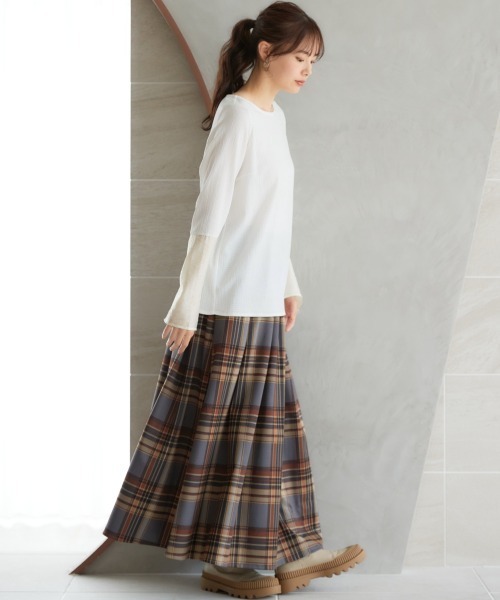 miclat（ミクラ）の「大きいサイズ　大判チェックフレアスカート　miclat（スカート・レディース・ブラウン系/グレー系・L/LL/3L/4L/5L）」の17枚目の写真
