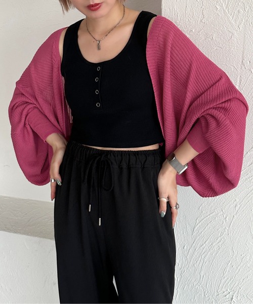 apres jour mignon(アプレジュールミニョン)の「サマーシアーボレロ【ZOZOTOWN限定アイテム】(カーディガン/ボレロ・レディース・ブラック/グリーン/ピンク・X-LARGE/フリー)」の12枚目の写真