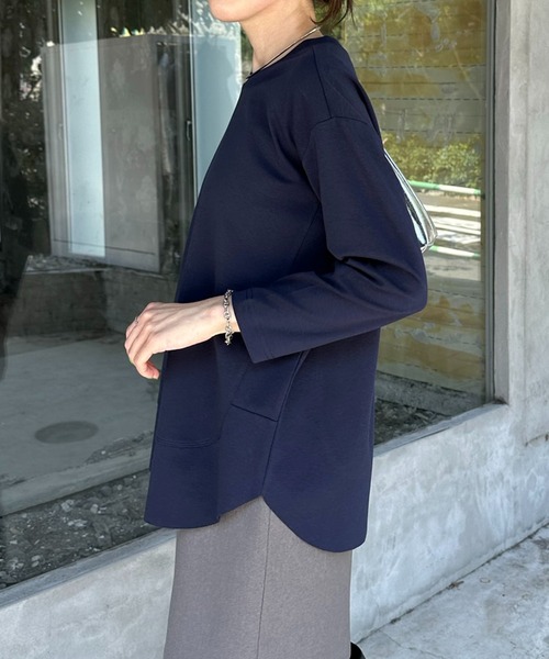 COLLAGE GALLARDAGALANTE（コラージュガリャルダガランテ）の「裾切替7分袖Tシャツ（Tシャツ/カットソー・レディース・オフホワイト/ネイビー/ベージュ・FREE）」の12枚目の写真