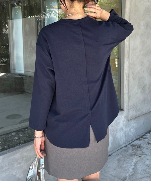 COLLAGE GALLARDAGALANTE（コラージュガリャルダガランテ）の「裾切替7分袖Tシャツ（Tシャツ/カットソー・レディース・オフホワイト/ネイビー/ベージュ・FREE）」の13枚目の写真