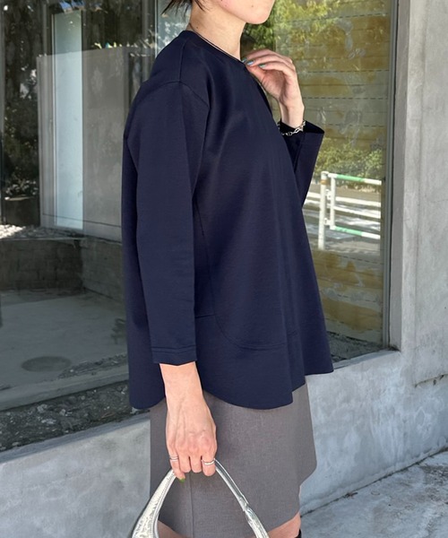 COLLAGE GALLARDAGALANTE（コラージュガリャルダガランテ）の「裾切替7分袖Tシャツ（Tシャツ/カットソー・レディース・オフホワイト/ネイビー/ベージュ・FREE）」の14枚目の写真